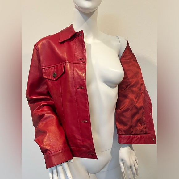 Jones New York red genuine leather jacket - Picture 7 of 7